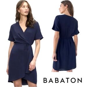 Aritzia Babaton Wallace Wrap Dress in Navy Size XXS Like New